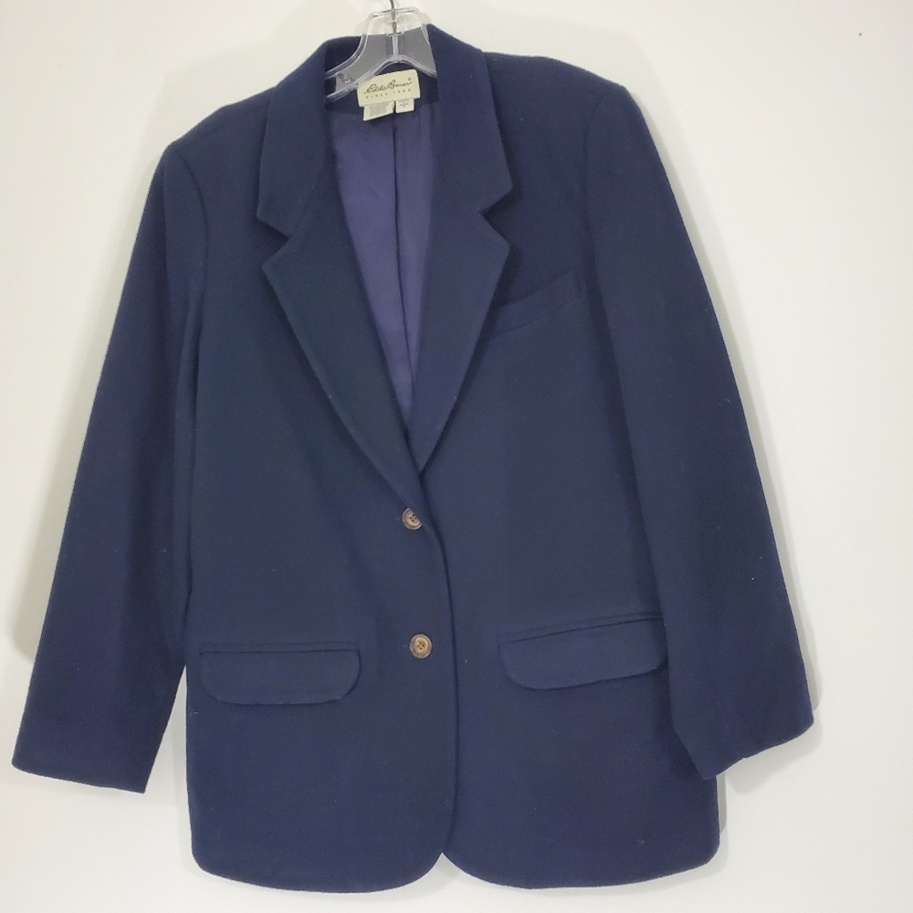 Eddie Bauer Navy 100% Wool Jacket, Size Large